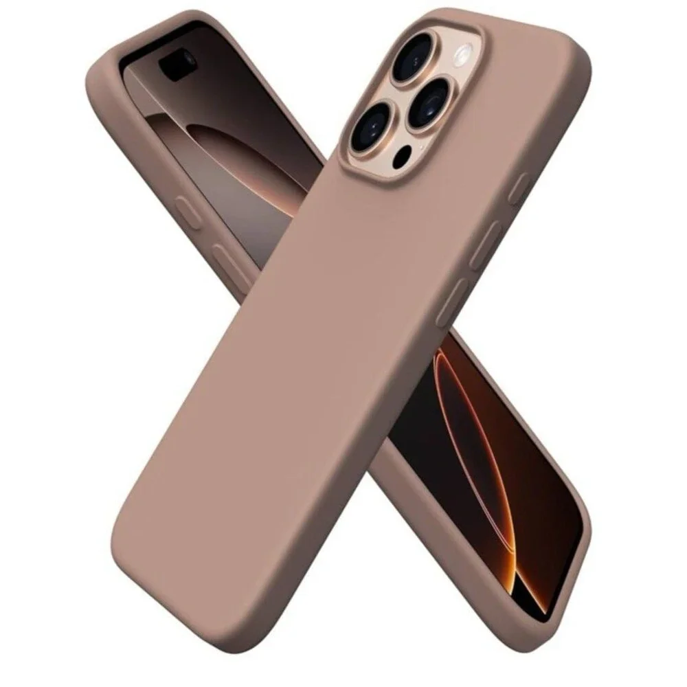Ornarto Phone Case iPhone 16 Pro Slim Liquid Silicone Rubber Case Light Brown